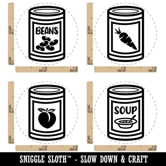 Canned Goods Food Can of Soup Fruit Vegetables Rubber Stamp Set for Stamping Crafting Planners